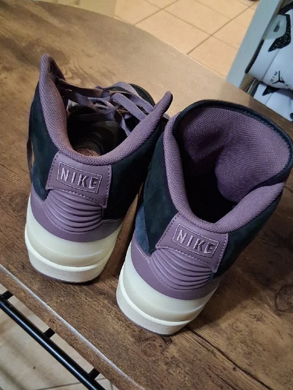 Jordan Men’s High-Top Sneakers in Black and Purple Accents
